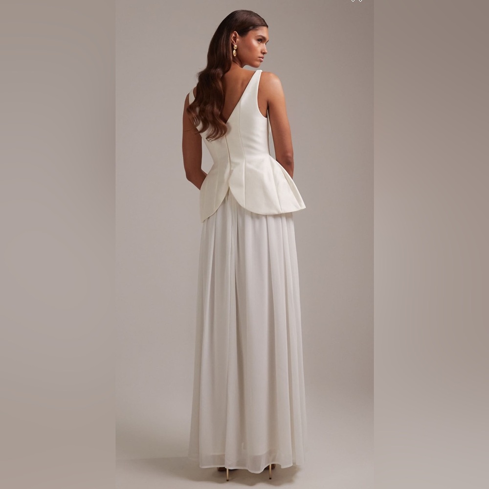 ASOS White Backless Peplum Maxi Dress